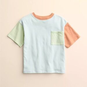 BRAND NEW kids' organic cotton colorblock pocket tee